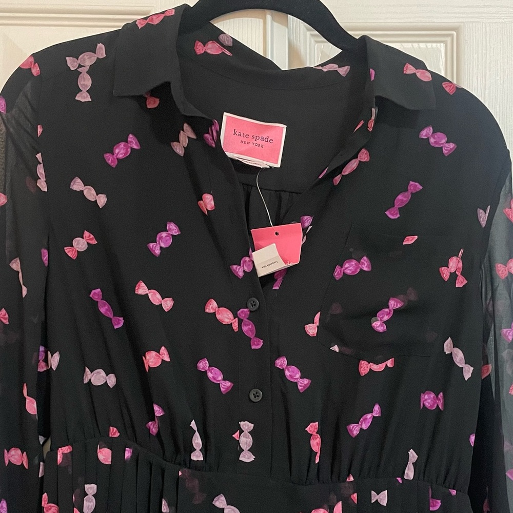 kate spade Black Shirt Dress with Pink Print - Picture 3 of 4